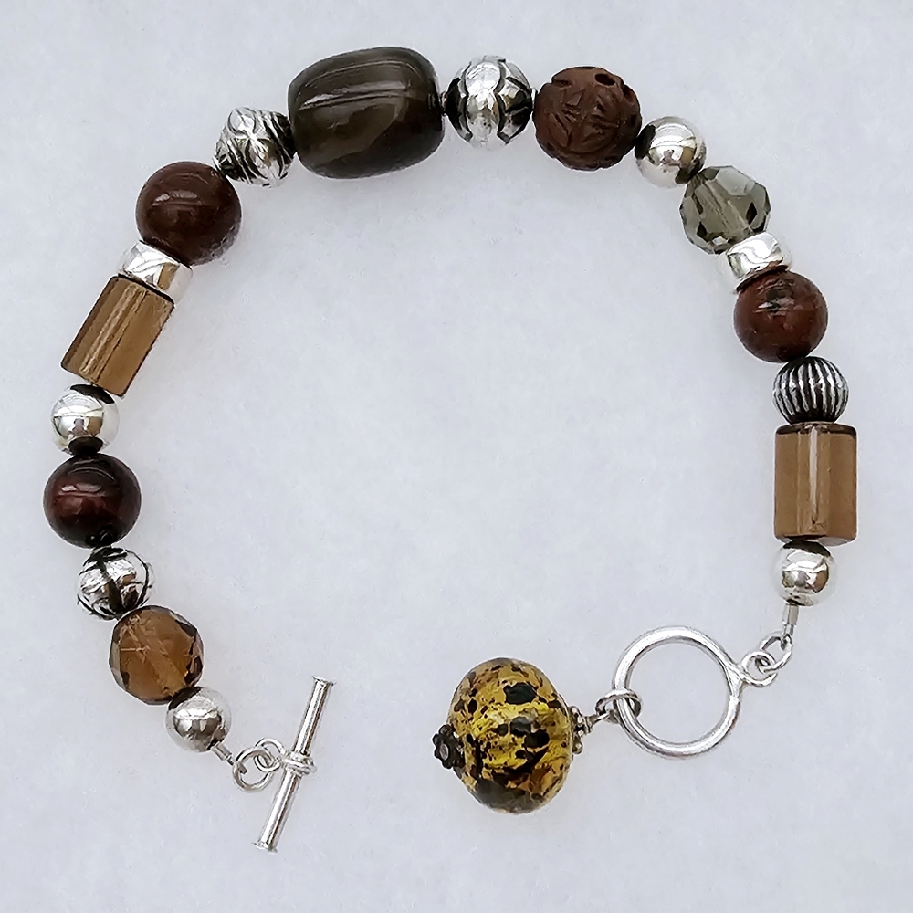 Silpada Rare Sterling Silver Multi Bead 8" Toggle Bracelet B1064